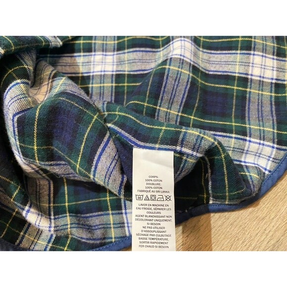 LL Bean Jacket Mens Large Blue 90s Canvas Shacket Flannel Lined Flap Pocket - Picture 10 of 10